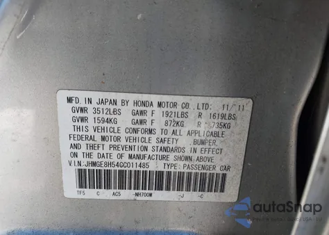 2012 Honda Fit Sport z USA, uszkodzony, nr VIN JHMGE8H54CC011485